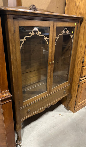 Antique Walnut Buffet with Glass Doors