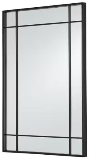 Burke 21-inch W x 30-inch H Window Panel Shape Metal Matte Black Frame Wall-Mounted Mirror