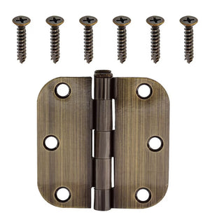 3-1/2-inch with 5/8-inch Radius Antique Brass Door Hinge (2-Pack)