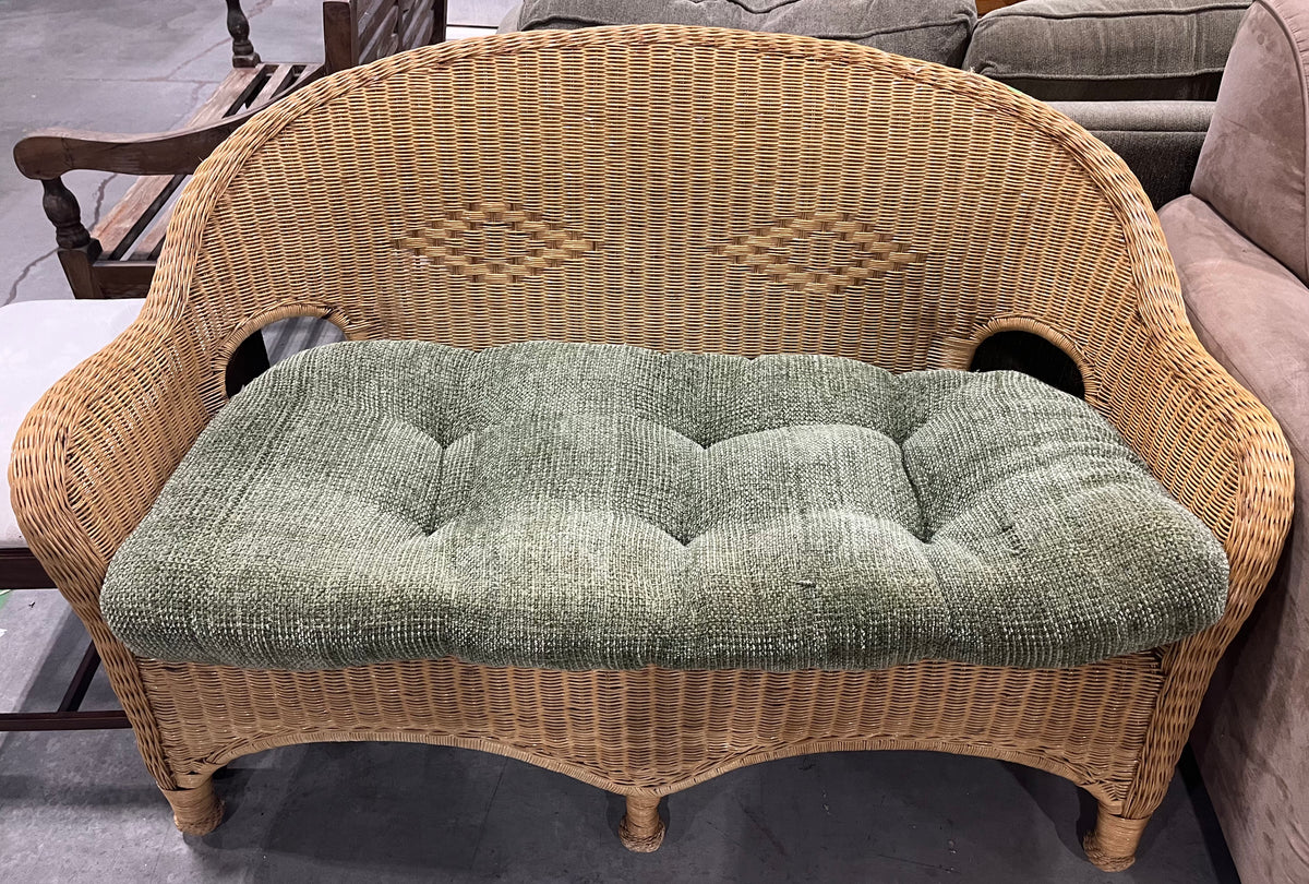 Light Wicker Couch with Olive Green Seat Habitat for Humanity Greater