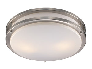 17” 3-Light CFL Brushed Nickel Flush Mount Ceiling Light Fixture with White Acrylic Shade