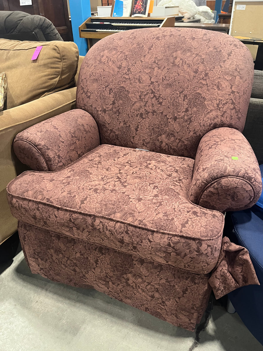 Red Floral Print Swivel Armchair Habitat for Humanity Greater Ottawa