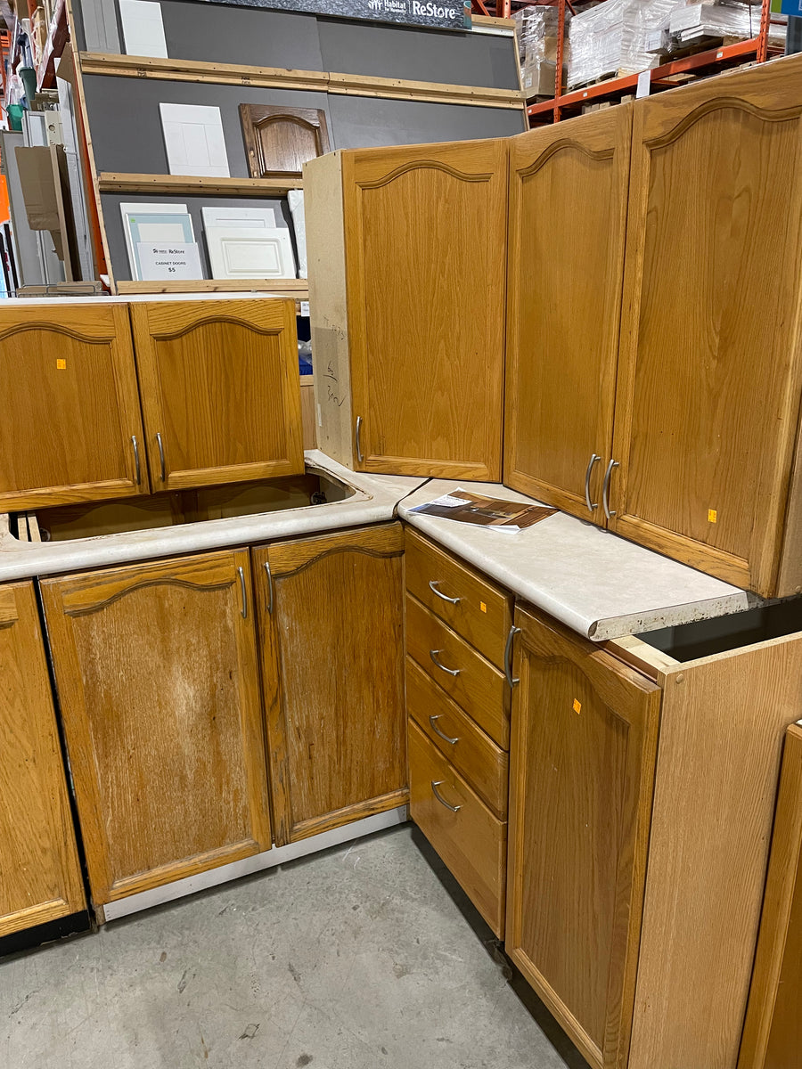 Light Stained Wooden Kitchen with Laminate Countertop Habitat for Humanity Greater Ottawa ReStore