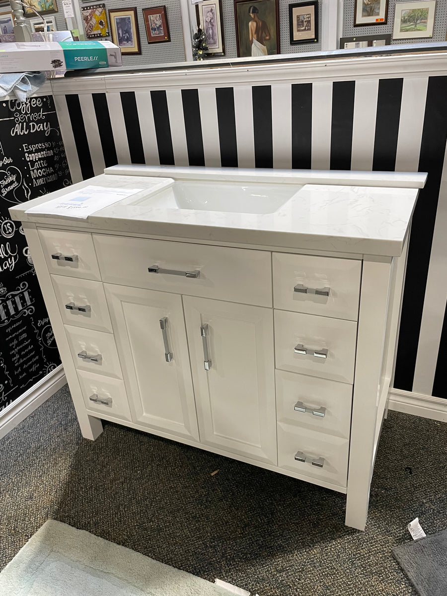 White Vanity with Stone Top Habitat for Humanity Greater Ottawa ReStore