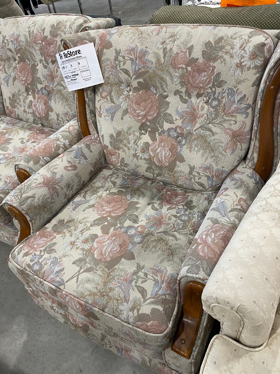 Floral Print Wingback Chair Habitat for Humanity Greater Ottawa ReStore