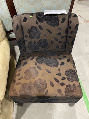Brown Accent Chair with Rose Designs