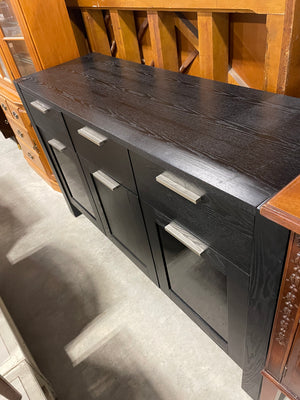 Black Three Drawer Buffet with Frosted Grass