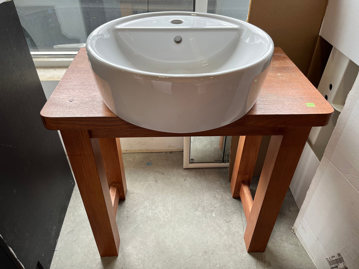Ceramic Sink with Teak Table Habitat for Humanity Greater Ottawa ReStore