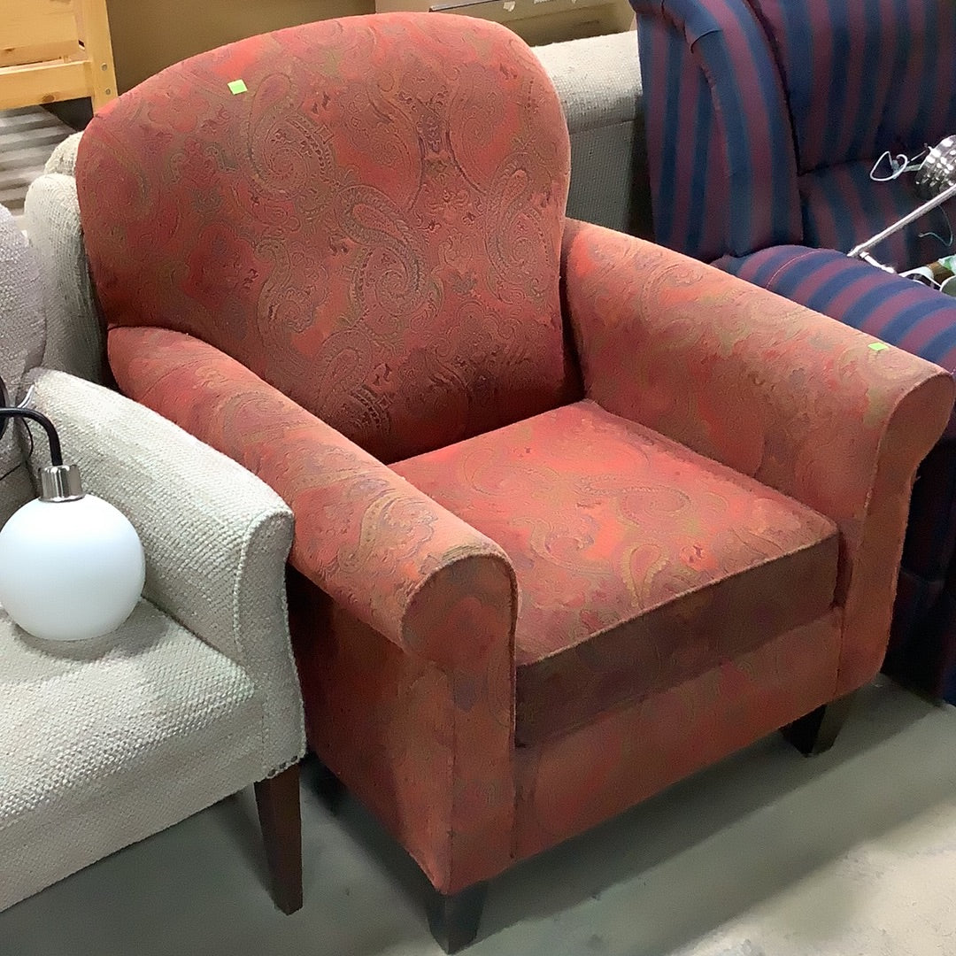 Red Paisley Armchair Habitat for Humanity Greater Ottawa ReStore