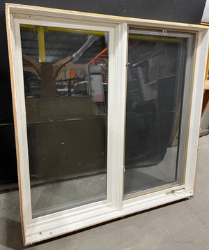 Large White and Stained Wood Window (54.5” x 55”)