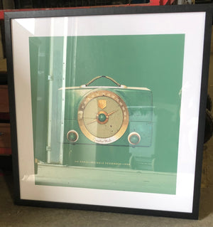 Green Antique AM Radio Artwork with Black Frame