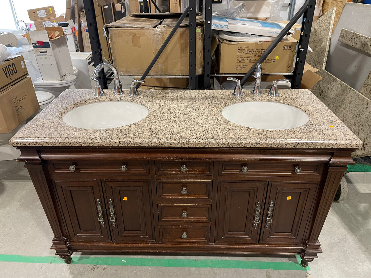Wooden Carved Bathroom Vanity with Granite Countertop Habitat for