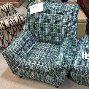 Green Plaid Tall Armchair