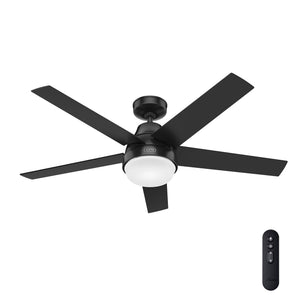 52-inch Indoor Matte Black Ceiling Fan with Dimmable Integrated LED Light Kit & Remote
