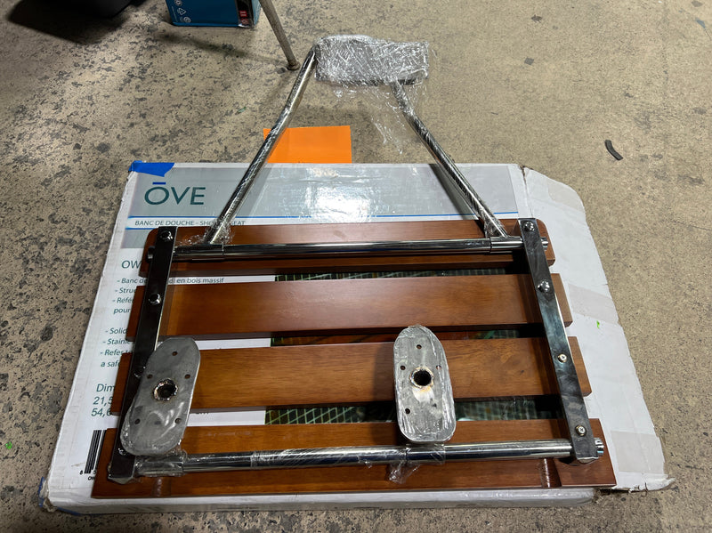 OVE OWS-M1 Solid Wood Folding Shower Seat with Stainless Steel Support