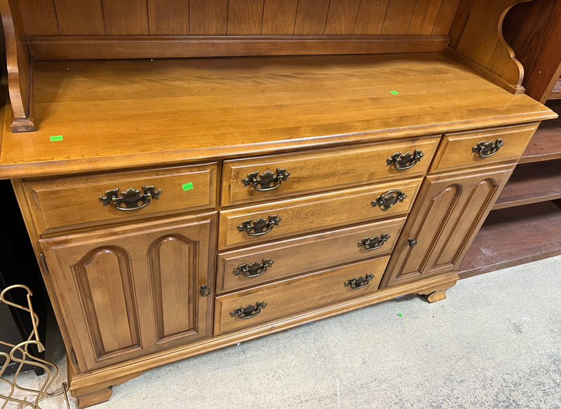 Traditional Solid Wood Hutch & Buffet Cabinet with Glass Display Storage
