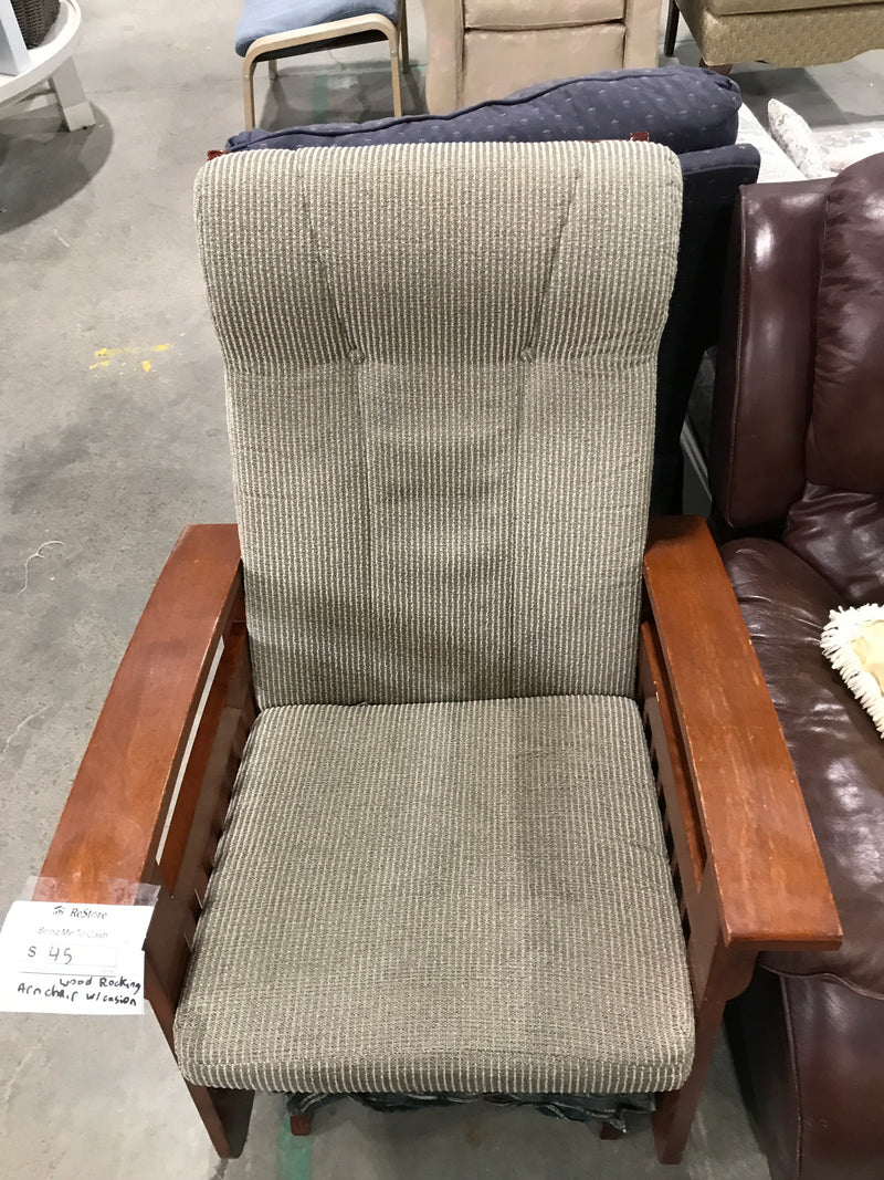 Wooden Rocking Chair With Cushions