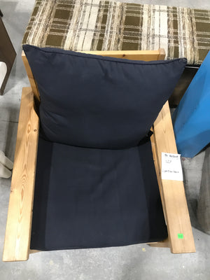 Light Pine Framed Arm Chair With Black Cushioning