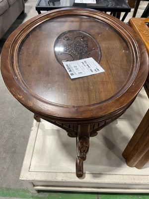 Carved Oval French Style Side Table