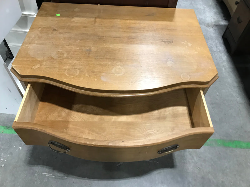 Wooden Low Curved Two Drawer Dresser