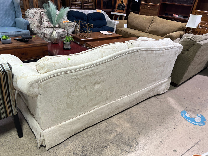 Traditional Cream Damask Camelback Loveseat