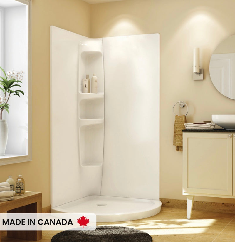 36” x 36” Acrylic Direct-to-Stud Two-Piece Corner Shower Wall Kit in White