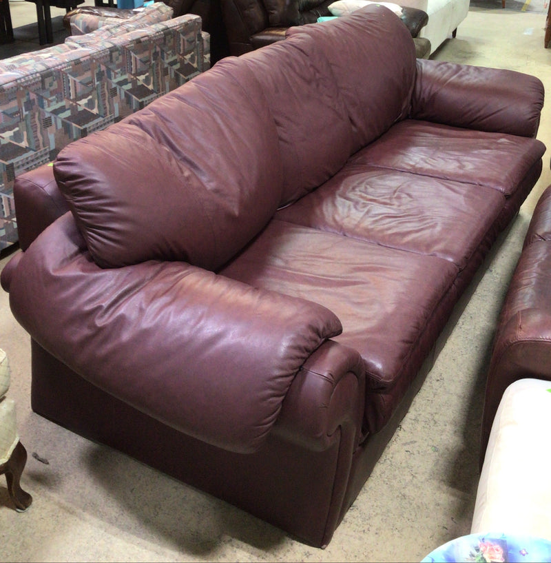 Burgundy Leather 3-Seater