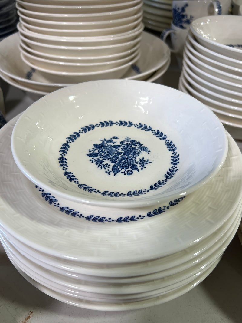 Vintage Royal Florence by Mayfair Blue & White Transferware China Set – 79 Pieces