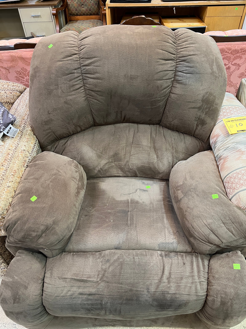 Chocolate Brown Plush Manual Rocker Recliner