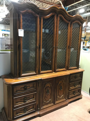 Tall & Large Hutch Buffet With 9 Drawers & Interior Lighting