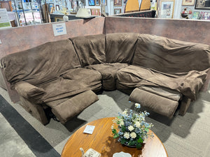 Plush Chocolate Brown Reclining Sectional Sofa