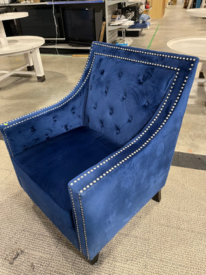 Royal Blue Velvet Tufted Armchair
