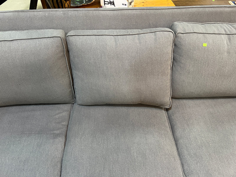 Classic Grey Fabric 3-Seater Sofa with Rolled Arms and Plush Cushions