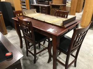 Reddish Brown High Elevated Extendable Dining Table Set With 4 Chairs