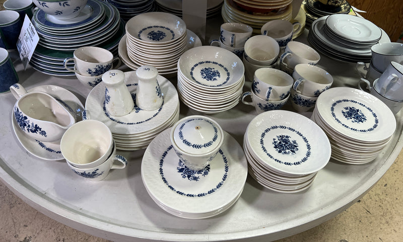 Vintage Royal Florence by Mayfair Blue & White Transferware China Set – 79 Pieces