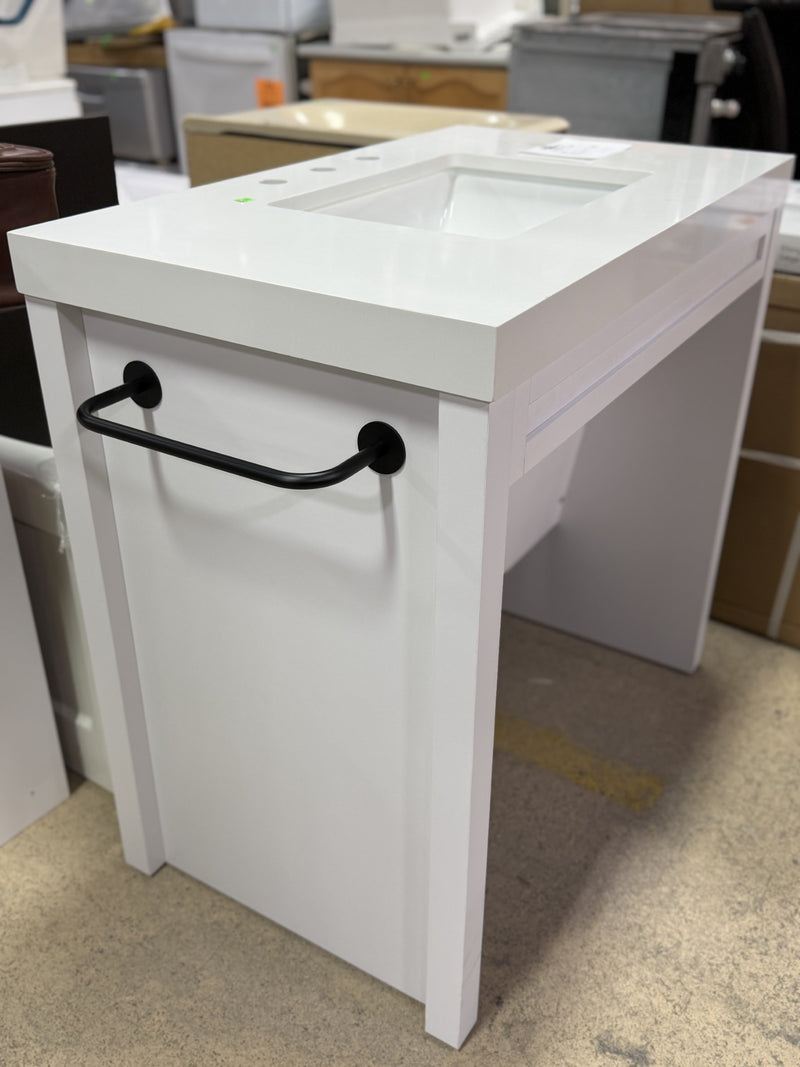Modern White Integrated Sink Vanity - Glacier Bay 36"