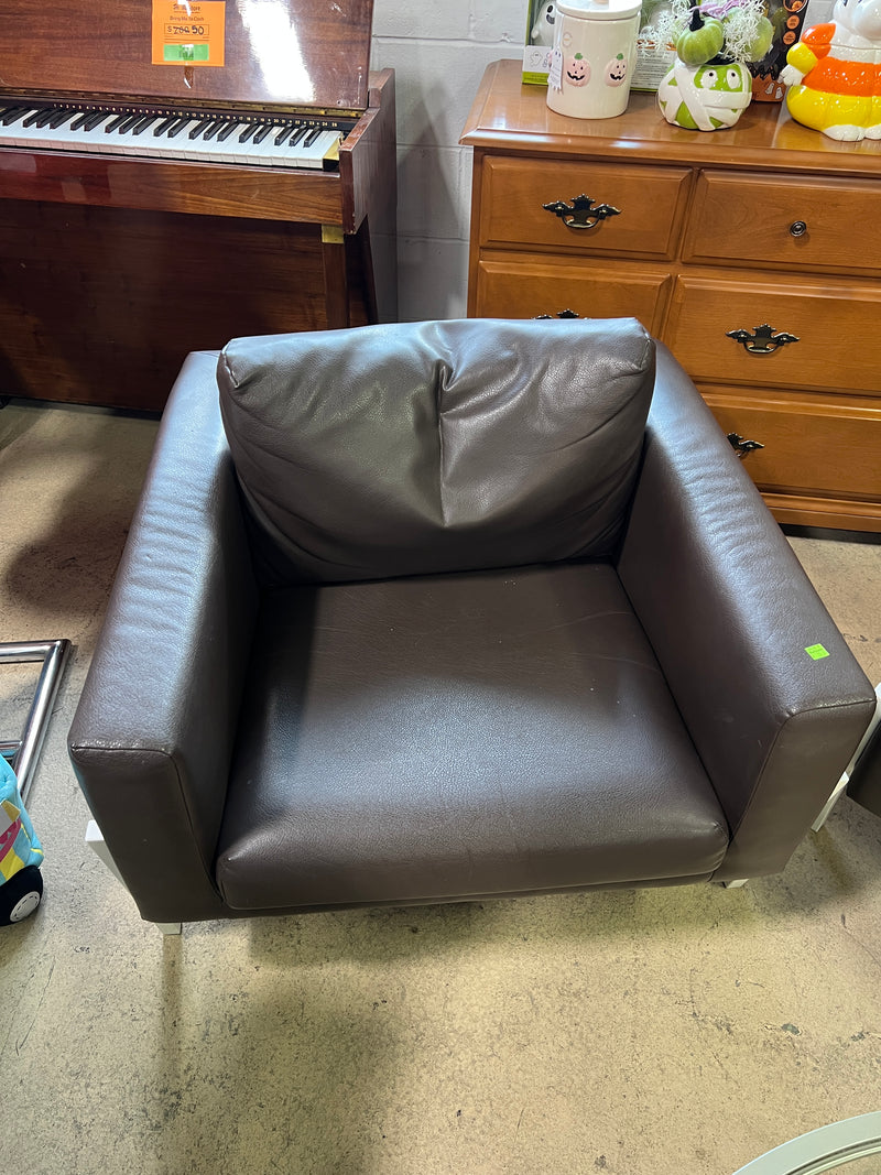 Espresso Cubic Armchair with Metal Legs