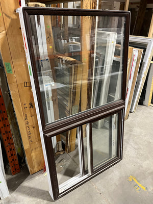 Brown Vinyl Double-Pane Sliding Window Set – Modern Efficiency with a Classic Look