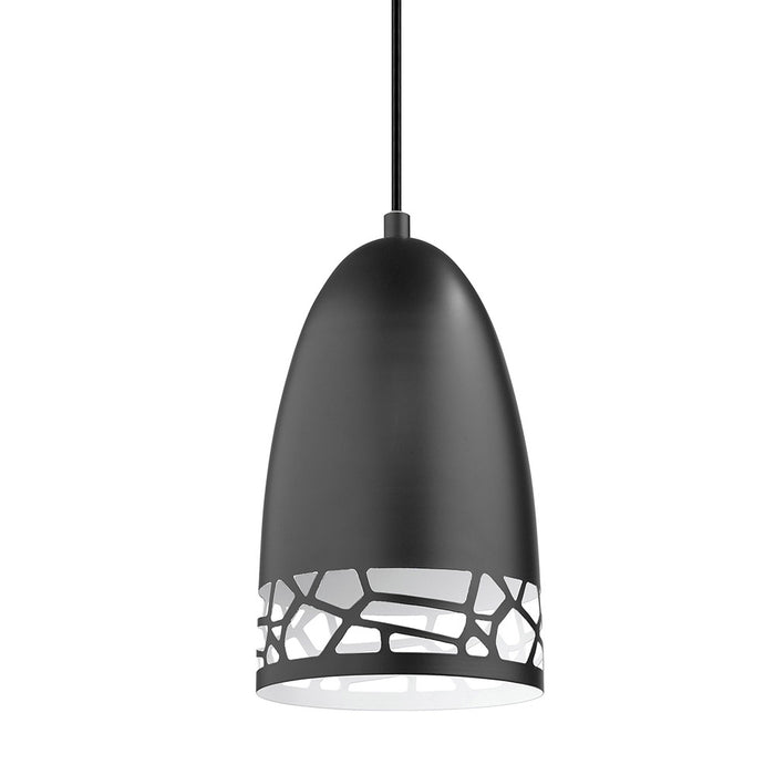 Savignano Pendant Light, Matte Black Finish with Matte Black and White Metal Shade