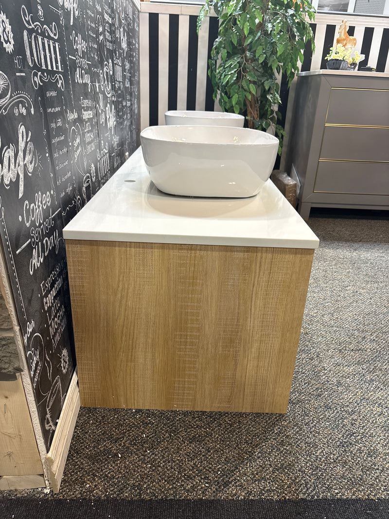 Floating Oak Vanity 72”