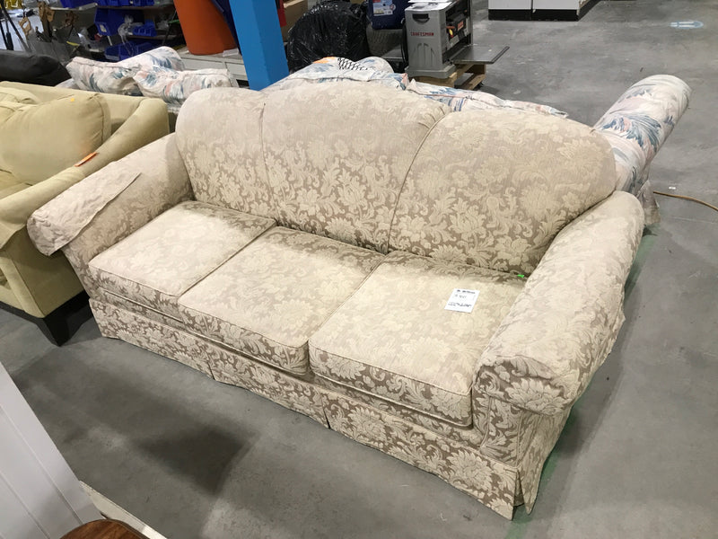 Cream patterned 3-seater couch