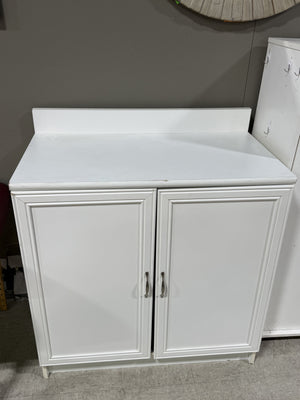 Modern White Storage Cabinet with Raised Panel Doors