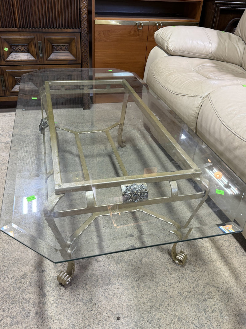 Vintage Glass & Metal Coffee Table