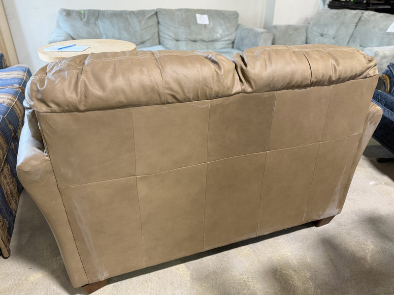Modern Brown Leather Loveseat