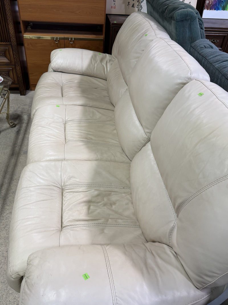 Cream Leather Reclining Sofa