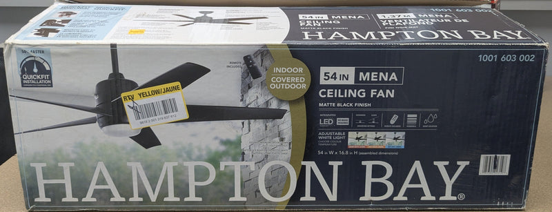 Hampton Bay 54-inch Matte Black Ceiling Fan