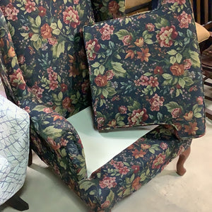 Navy Blue Floral Armchair