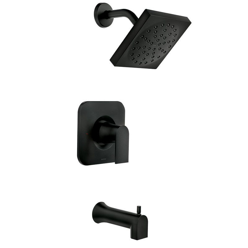 MOEN Genta Single-Handle 1-Spray Bathtub Shower Faucet with Rain Shower Head in Matte Black