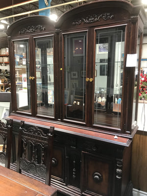 Large & Tall Antique Mahogany Buffet & Hutch