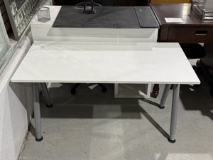 Modern White Office Desk with Grey Metal Legs